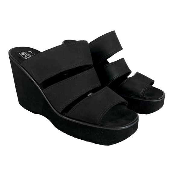 Seychelles Beach Club Tri Strap Black Foam Platform Sandals Size 9 Y2K - Picture 1 of 9